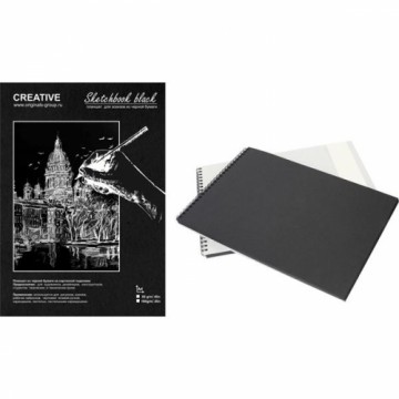 Kris *Skiču spirāļbloks ar melnām lapām Creative, A4, 80g/m², 40lpp