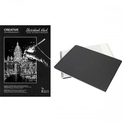 Kris *Skiču spirāļbloks CREATIVE ar melnām lapām, A4, 20 lpp., 160g/m2 image 1