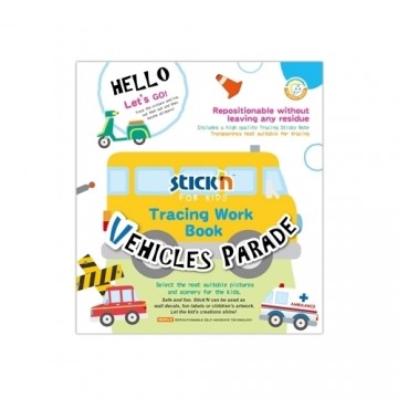 Stick´n Tracing Work Book  Vehicles Parade -Tracing Notes,8x6´´, 30sheets/pad