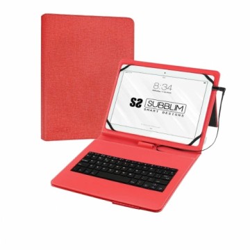 Planšetdatora un Klaviatūras Vāks Subblim SUB-KT1-USB002 10.1" Sarkans Spāņu Qwerty Spāņu