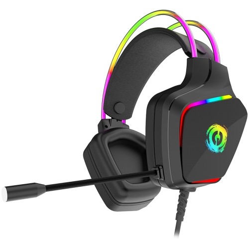 CANYON Darkless GH-9A, RGB gaming headset with Microphone, Microphone frequency response: 20HZ~20KHZ,  ABS+ PU leather, USB*1*3.5MM jack plug, 2.0M PVC cable, weight:280g, black image 1