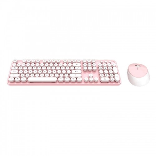 Wireless keyboard + mouse set MOFII Sweet 2.4G (White-Pink) image 1
