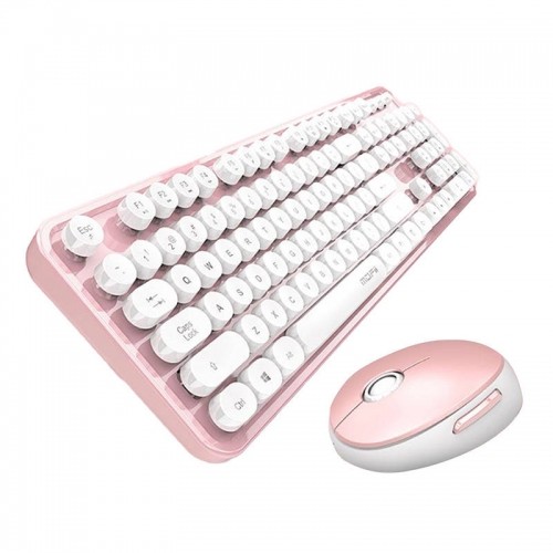 Wireless keyboard + mouse set MOFII Sweet 2.4G (White-Pink) image 2