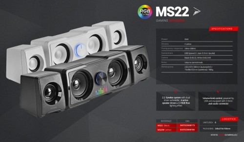 Mars Gaming MS22W Spēļu audio sistēma 2.2 / USB / 3.5mm image 5