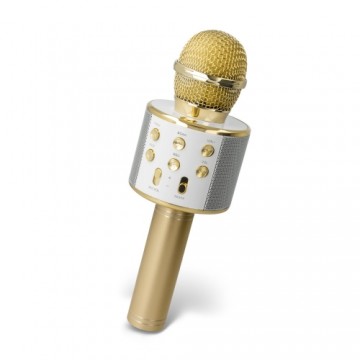 Forever BMS-300 Bluetooth 4.0 karaoke mikrofons ar iebūvētu skaļruni | 3W | Aux | USB | MicroSD | zeltains