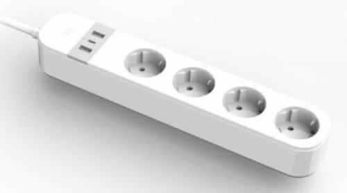 Viedā Rozete Gembird Smart Power Strip with USB Charger 4 Sockets White image 2