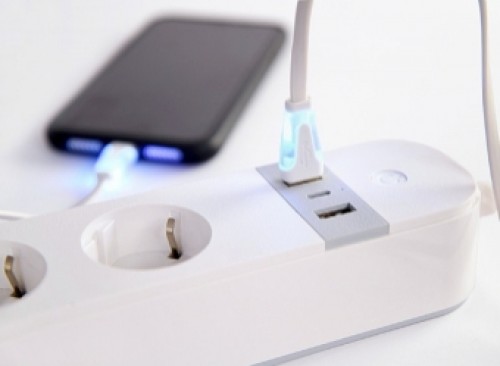 Viedā Rozete Gembird Smart Power Strip with USB Charger 4 Sockets White image 3