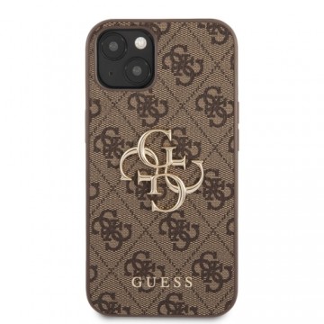 Guess PU 4G Metal Logo Case for iPhone 13 Brown