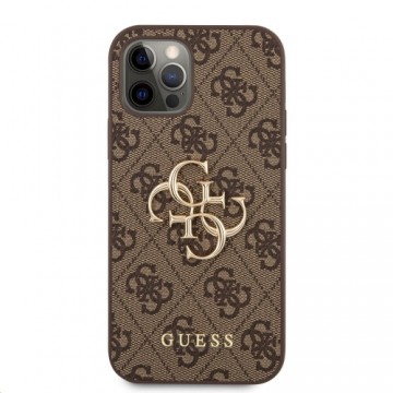 GUHCP12M4GMGBR Guess PU 4G Metal Logo Case for iPhone 12|12 Pro Brown