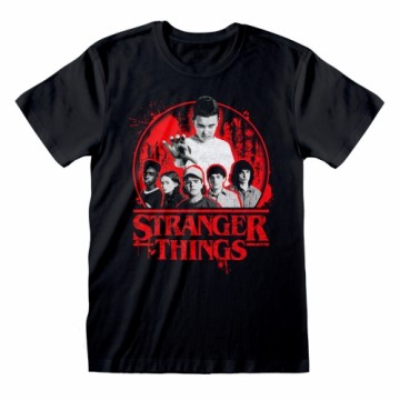 Krekls ar Īsām Piedurknēm Stranger Things Circle Logo Melns Unisekss