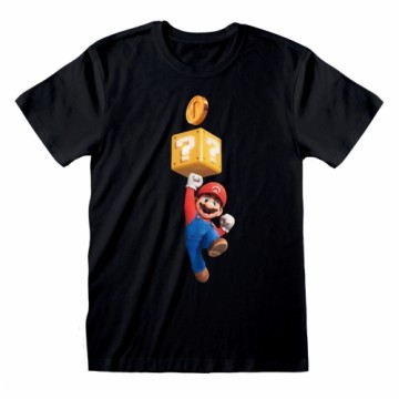 Krekls ar Īsām Piedurknēm Super Mario Mario Coin Melns Unisekss