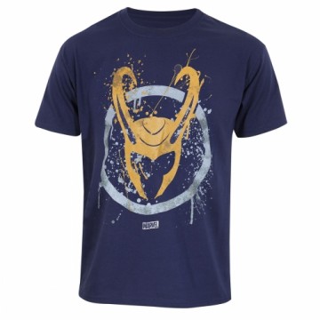 Krekls ar Īsām Piedurknēm Marvel Splatter Logo Zils Unisekss