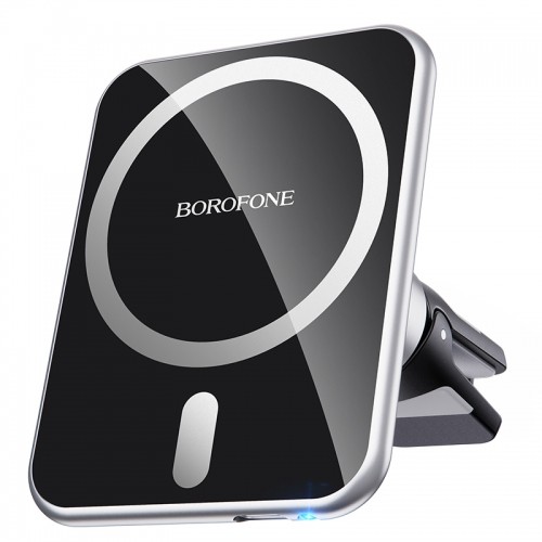OEM Borofone Car holder BH43 Xperience magnetic with induction charging, air vent mount for Magsafe black-silver image 1