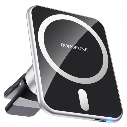 OEM Borofone Car holder BH43 Xperience magnetic with induction charging, air vent mount for Magsafe black-silver image 2