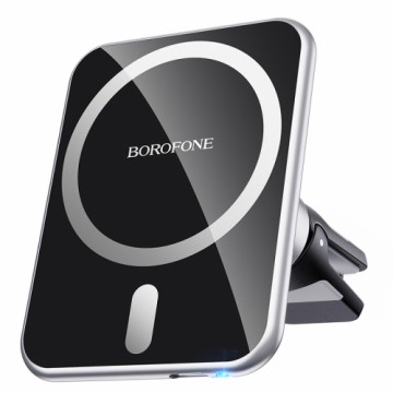 OEM Borofone Car holder BH43 Xperience magnetic with induction charging, air vent mount for Magsafe black-silver