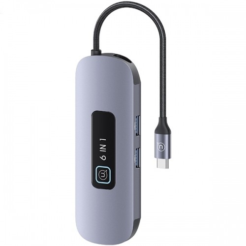 USAMS Adapter HUB 6w1 2xUSB 3.0|TF|SD| USB-C|HDMI PD100W szary|tarnish SJ642HUB01 (US-SJ642) image 4