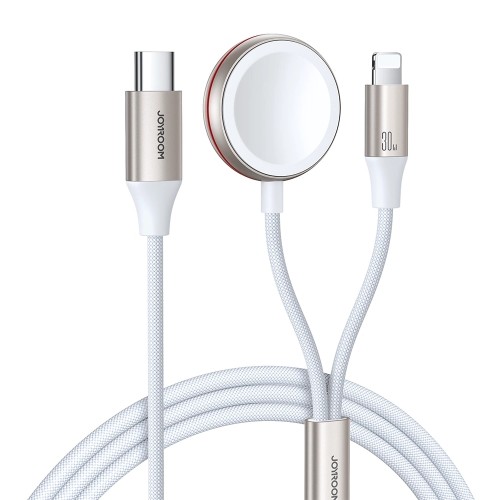 Joyroom 2 in 1 Lightning cable and inductive charger for Apple Watch 1.5m white (S-IW011) image 1