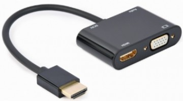 Adapteris Gembird HDMI Male - HDMI Female + VGA female + Audio Cable Black