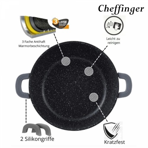 Cheffinger CF-DCS01: 6 Pieces Mable Coated Soup Pot Casserole Set - 20cm,24cm,28cm image 4