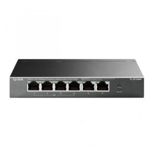 TP-Link  
         
       Switch TL-SF1006P Unmanaged Desktop 10/100 Mbps (RJ-45) ports quantity 6 PoE+ ports quantity 4 Power supply type External image 1