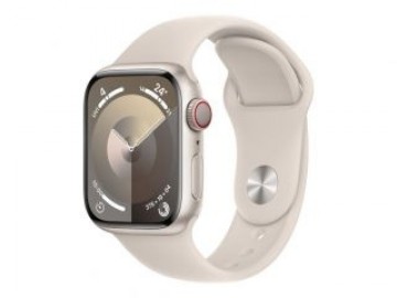Apple  
         
       Watch Series 9 GPS + Cellular 41mm Starlight Aluminium Case with Starlight Sport Band - M/L