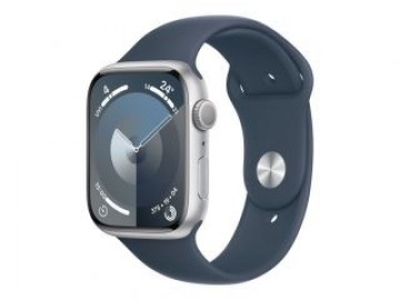 Apple  
         
       Watch Series 9 GPS 45mm Silver Aluminium Case with Storm Blue Sport Band - M/L