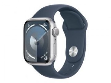 Apple  
         
       Watch Series 9 GPS 41mm Silver Aluminium Case with Storm Blue Sport Band - S/M