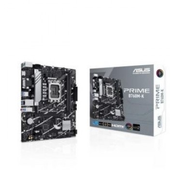 Asus  
         
       Mainboard||Intel B760 Express|LGA1700|Micro-ATX|Memory DDR5|Memory slots 2|2xPCI-Express 4.0 1x|1xPCI-Express 4.0 16x|2xM.2|1x15pin D-sub|1xHDMI|2xUSB 2.0|4xUSB 3.2|1xPS/2|1xRJ45|3xAudio port|PRIMEB760M-K
