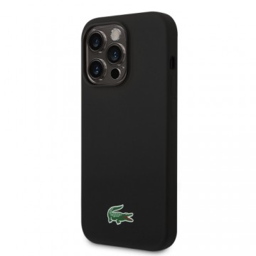 Lacoste Liquid Silicone Microfiber Croc Logo MagSafe Case for iPhone 15 Pro Black