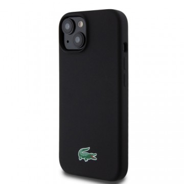 Lacoste Liquid Silicone Microfiber Croc Logo MagSafe Case for iPhone 15 Black