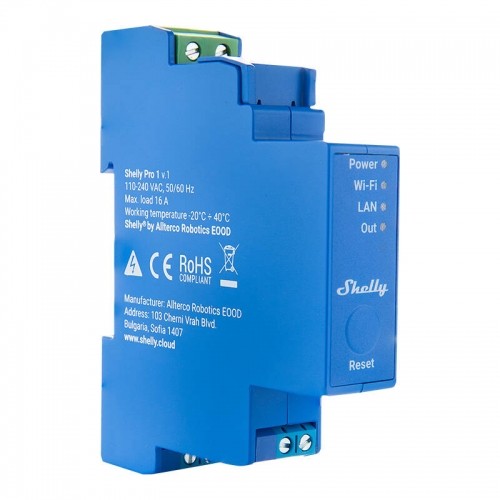 DIN Rail Smart Switch Shelly Pro 1 with dry contacts, 1 channe; image 2