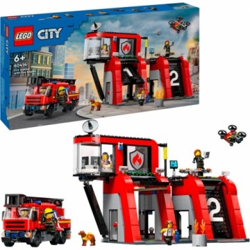 Lego 60414 City Feuerwehrstation mit Drehleiterfahrzeug, Konstruktionsspielzeug