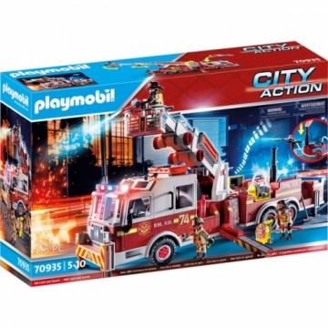 Playmobil 70935 City Action Feuerwehr-Fahrzeug: US Tower Ladder, Konstruktionsspielzeug