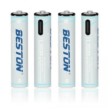 Beston Rechargeable AA batteries with USB C, 400mAh, Li-Ion, 4 pcs