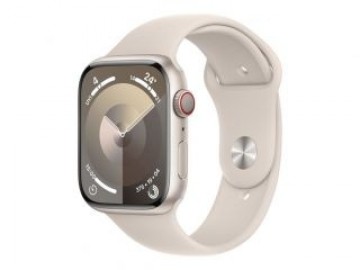 Apple  
         
       Watch Series 9 GPS + Cellular 45mm Starlight Aluminium Case with Starlight Sport Band - M/L