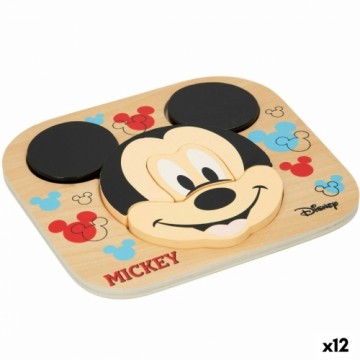 Детский деревянный паззл Disney Mickey Mouse + 12 Months 6 Предметы (12 штук)