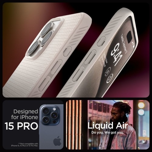OEM Case SPIGEN Liquid Air ACS07212 for Iphone 15 Pro Max - Natural Titanum image 2