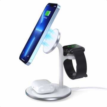 Choetech T585-F Mag Leap Duo 3-in-1 Magnetic Wireless Charging Stand White