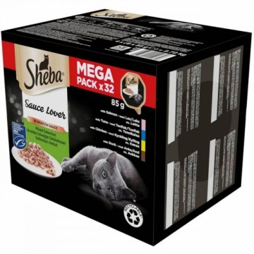 Kaķu barība Sheba Megapack Cālis Laša krāsas Tunzivis Pīle