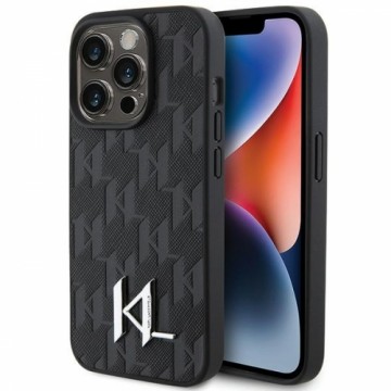 Karl Lagerfeld KLHCP15XPKLPKLK iPhone 15 Pro Max 6.7" czarny|black hardcase Leather Monogram Hot Stamp Metal Logo