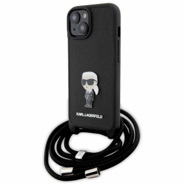 Karl Lagerfeld KLHCP15SSASKNPSK iPhone 15 6.1" hardcase czarny|black Crossbody Saffiano Monogram Metal Pin Karl & Choupette