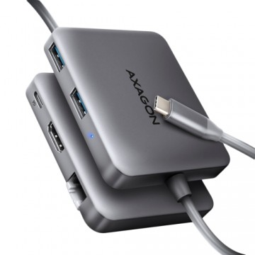 AXAGON HMC-5HL USB 5Gbps hub, 2x USB-A, HDMI 4k/60Hz, RJ-45, PD 100W, 20c