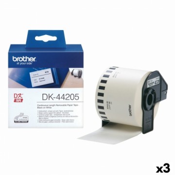 Этикетки для принтера Brother DK-44205 62 mm x 30,48 m Черный/Белый (3 штук)