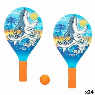 Пляжные лопатки с мячом Aktive Акула 19,5 x 38 cm (24 штук)