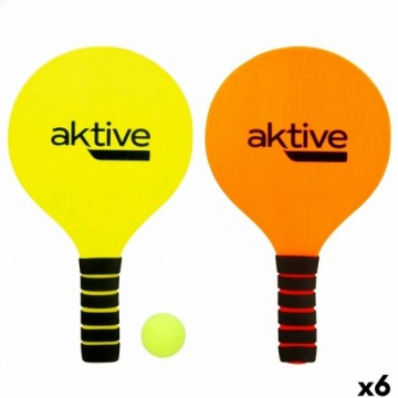 Пляжные лопатки с мячом Aktive Жёлтый Оранжевый 18,5 x 32,5 cm (6 штук)