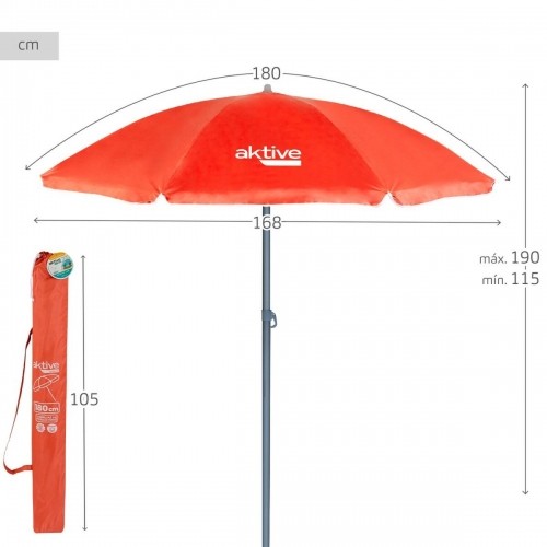 Пляжный зонт Aktive UV50 Ø 180 cm Korāļi Poliesters Alumīnijs 180 x 187 x 180 cm (12 gb.) image 4