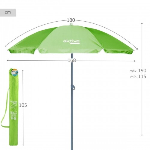 Пляжный зонт Aktive UV50 Ø 180 cm Zaļš Poliesters Alumīnijs 180 x 187 x 180 cm (12 gb.) image 4