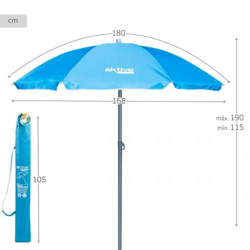Пляжный зонт Aktive UV50 Ø 180 cm Zils Poliesters Alumīnijs 180 x 187,5 x 180 cm (12 gb.) image 4