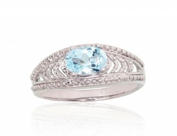 Серебряное кольцо #2101915(PRh-Gr)_TZLB, Серебро 925°, родий (покрытие), Небесно-голубой топаз, Размер: 16.5, 2.9 гр.