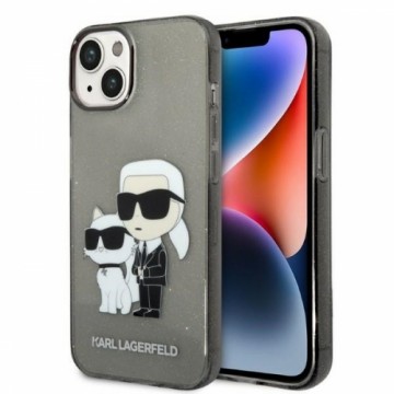 Karl Lagerfeld IML Glitter Karl and Choupette NFT Case for iPhone 14 Plus Black